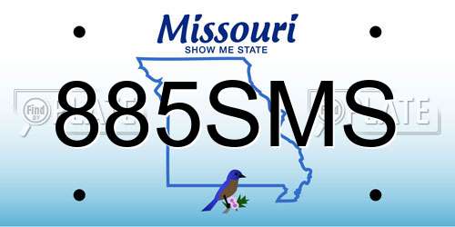 885SMS Missouri License Plate