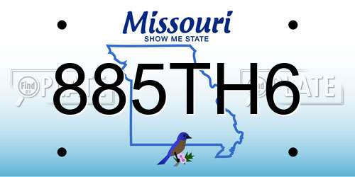 885TH6 Missouri License Plate