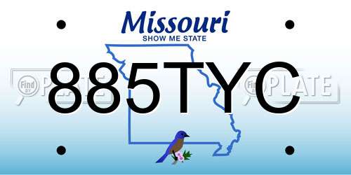 885TYC Missouri License Plate