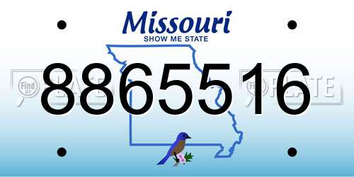8865516 Missouri License Plate