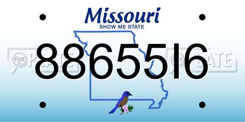 88655I6 Missouri License Plate