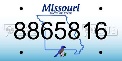 8865816 Missouri License Plate