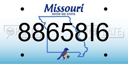 88658I6 Missouri License Plate