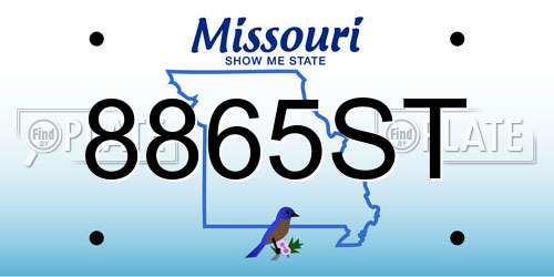 8865ST Missouri License Plate