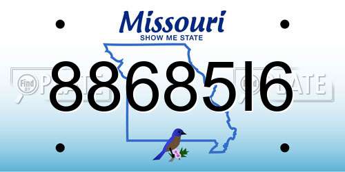 88685I6 Missouri License Plate