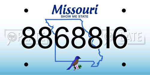 88688I6 Missouri License Plate
