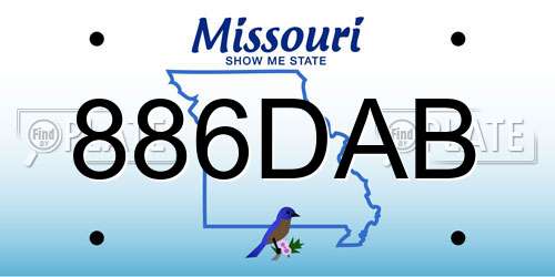 886DAB Missouri License Plate