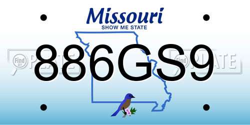 886GS9 Missouri License Plate
