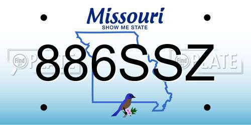 886SSZ Missouri License Plate