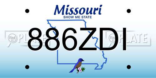 886ZDI Missouri License Plate