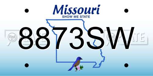 8873SW Missouri License Plate