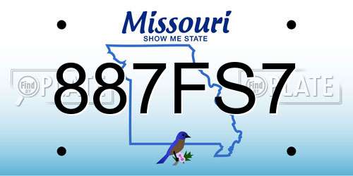 887FS7 Missouri License Plate