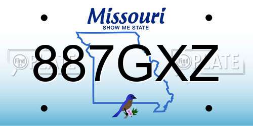 887GXZ Missouri License Plate