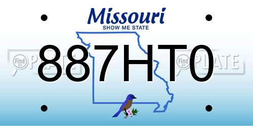 887HT0 Missouri License Plate