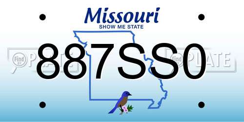 887SS0 Missouri License Plate