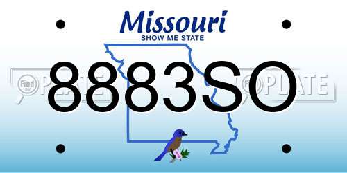8883SO Missouri License Plate
