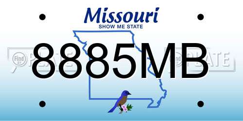 8885MB Missouri License Plate
