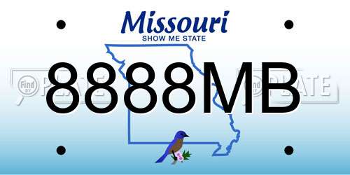 8888MB Missouri License Plate