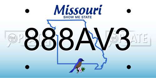 888AV3 Missouri License Plate