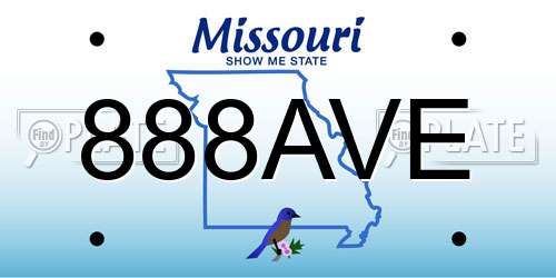 888AVE Missouri License Plate