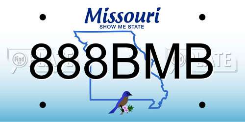 888BMB Missouri License Plate
