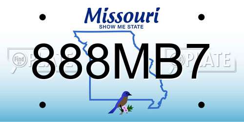 888MB7 Missouri License Plate