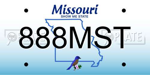 888MST Missouri License Plate