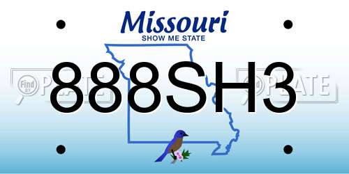 888SH3 Missouri License Plate