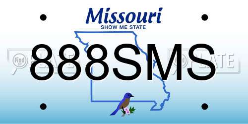 888SMS Missouri License Plate