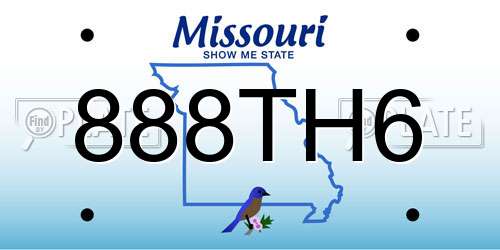 888TH6 Missouri License Plate