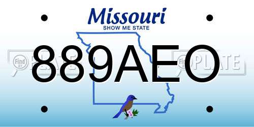 889AEO Missouri License Plate