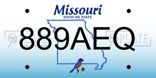889AEQ Missouri License Plate