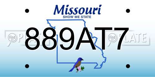889AT7 Missouri License Plate