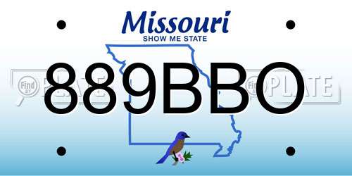 889BBO Missouri License Plate