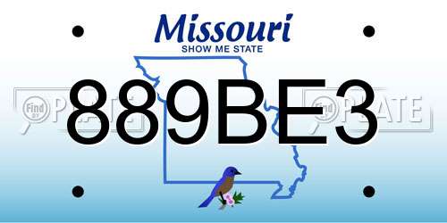 889BE3 Missouri License Plate