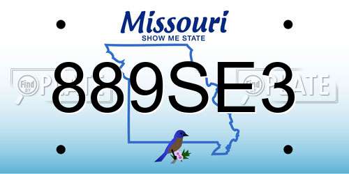 889SE3 Missouri License Plate