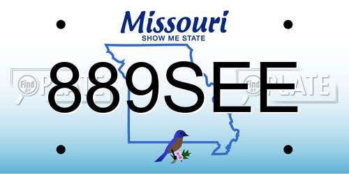 889SEE Missouri License Plate