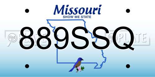 889SSQ Missouri License Plate