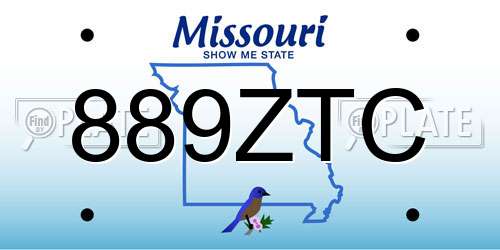 889ZTC Missouri License Plate