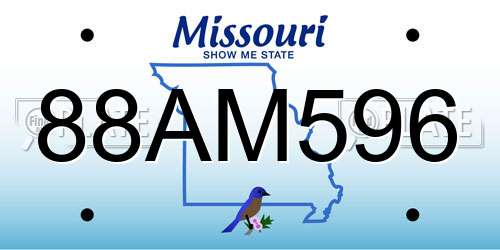 88AM596 Missouri License Plate