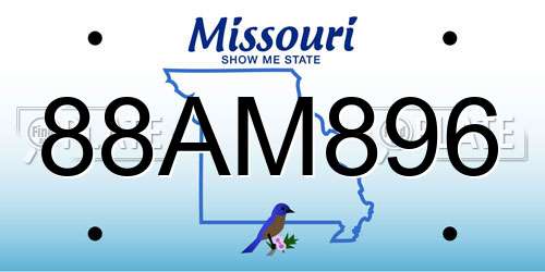 88AM896 Missouri License Plate