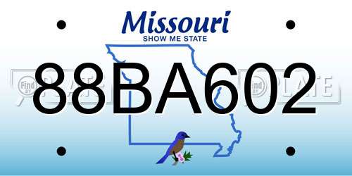 88BA602 Missouri License Plate