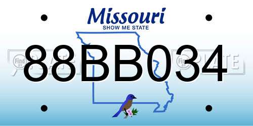 88BB034 Missouri License Plate
