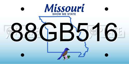 88GB516 Missouri License Plate