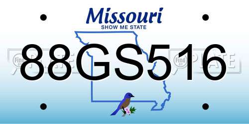 88GS516 Missouri License Plate