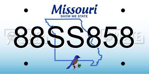 88SS858 Missouri License Plate