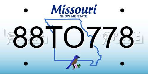 88TO778 Missouri License Plate