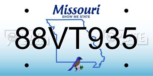 88VT935 Missouri License Plate