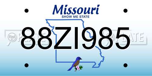 88ZI985 Missouri License Plate