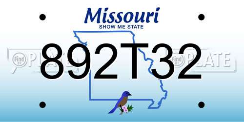 892T32 Missouri License Plate